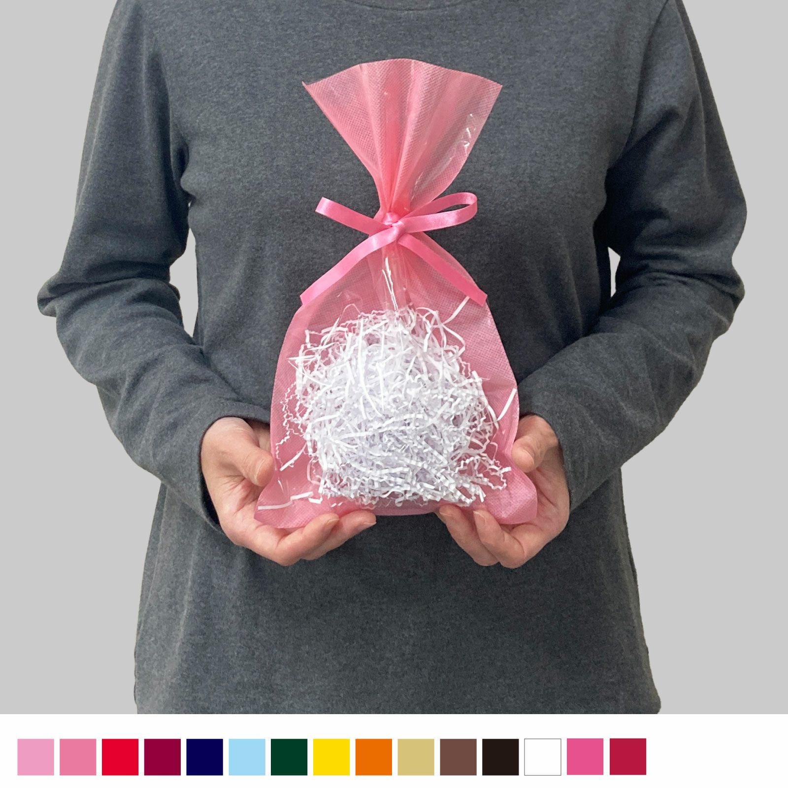 ラッピング｜ソフトバッグクリアS4　2穴リボン巾着 50枚入