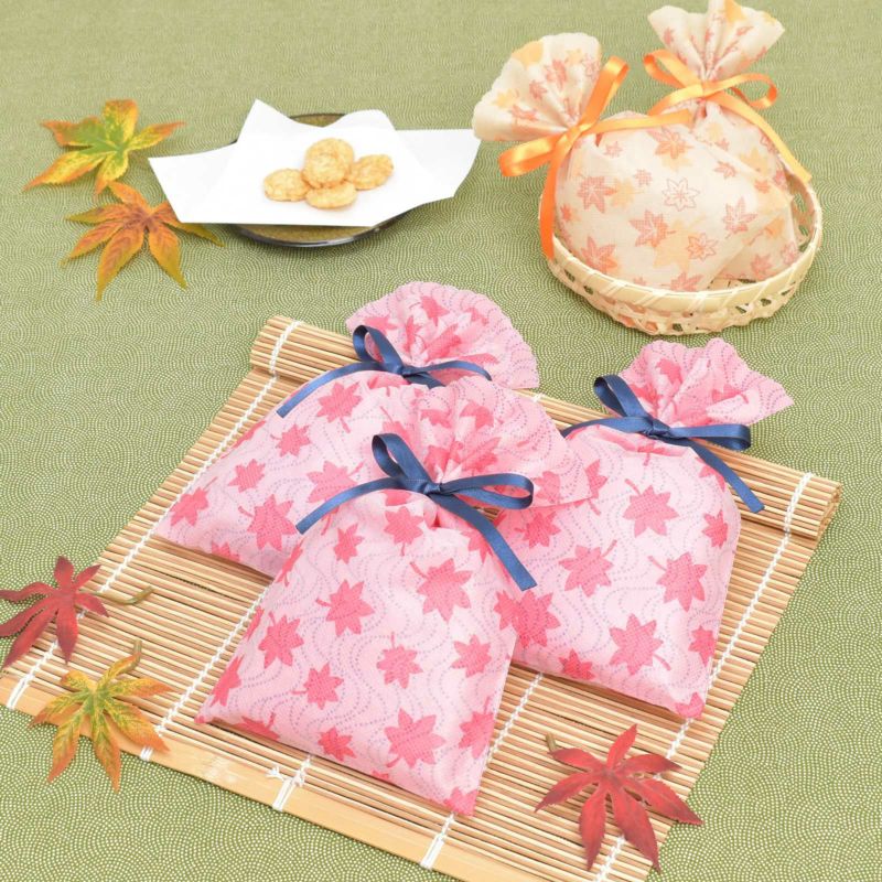 ソフトバッグ夢がさねS3 もみじ×流水柄 20枚入｜ラッピング資材の仕入れならラッピングの森