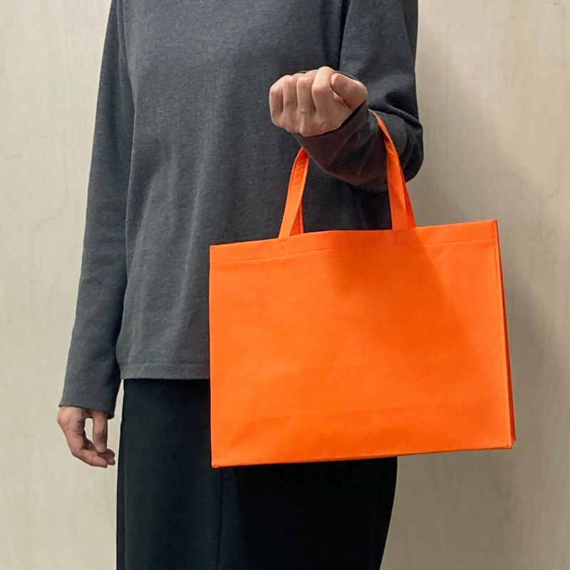 不織布バッグ｜ベーシックトート　普通タイプ(75g）　A4横 名入れ有　100枚入