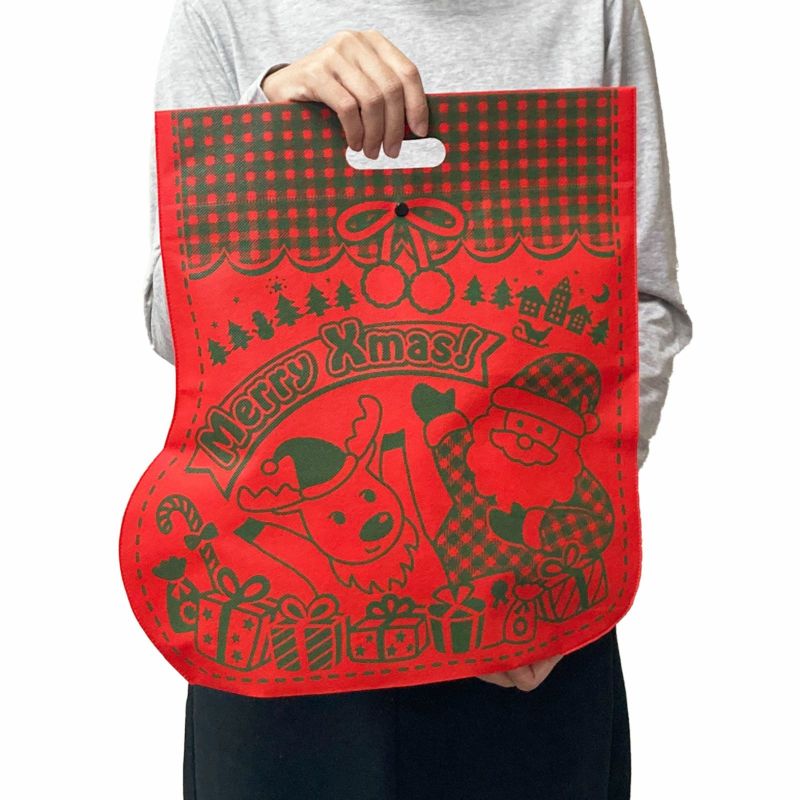 ラッピング｜【クリスマス】小判抜きバッグ　大サイズ｜不織布ラッピング袋｜20枚入～
