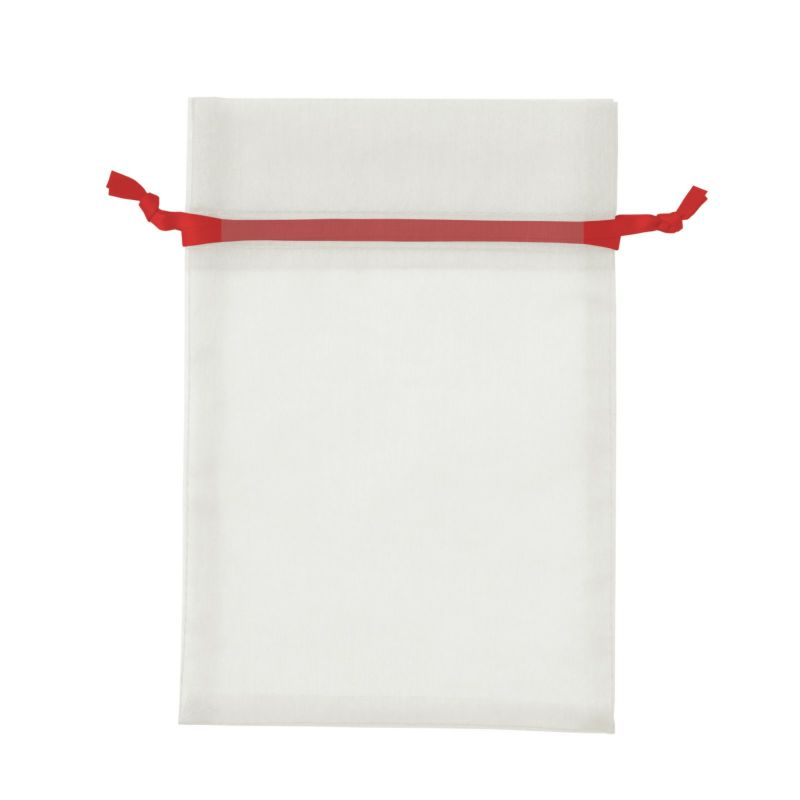 ラッピング｜オーガンジー巾着　赤リボン　50枚入