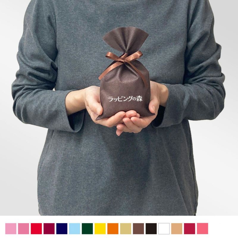 ラッピング｜ソフトバッグベーシックS2　2穴リボン巾着　名入れ有 100枚入