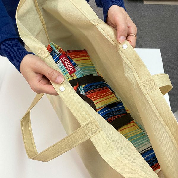 不織布バッグ｜【1000枚以上専用】ホック付きショルダーバッグ　大　名入れ有 100枚入