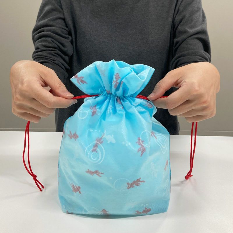 ラッピング｜巾着袋 夢がさね大 金魚柄 20枚入～