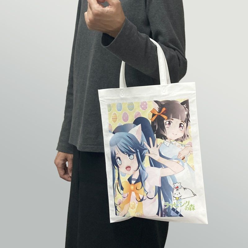 【フルカラー名入れ／高温転写】アドバッグPET 持ち手付きA4縦　100枚入