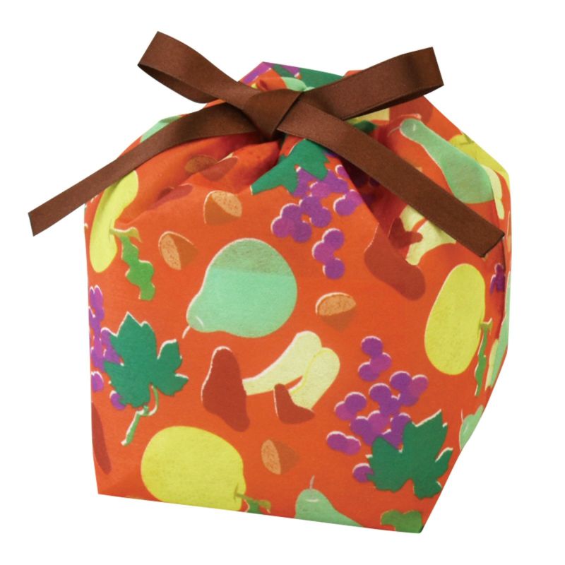 【秋ギフト】てまり巾着　秋の味覚柄｜不織布ラッピング袋｜20枚入～