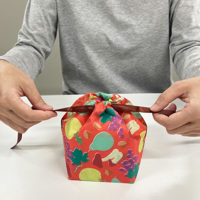 【秋ギフト】てまり巾着　秋の味覚柄｜不織布ラッピング袋｜20枚入～