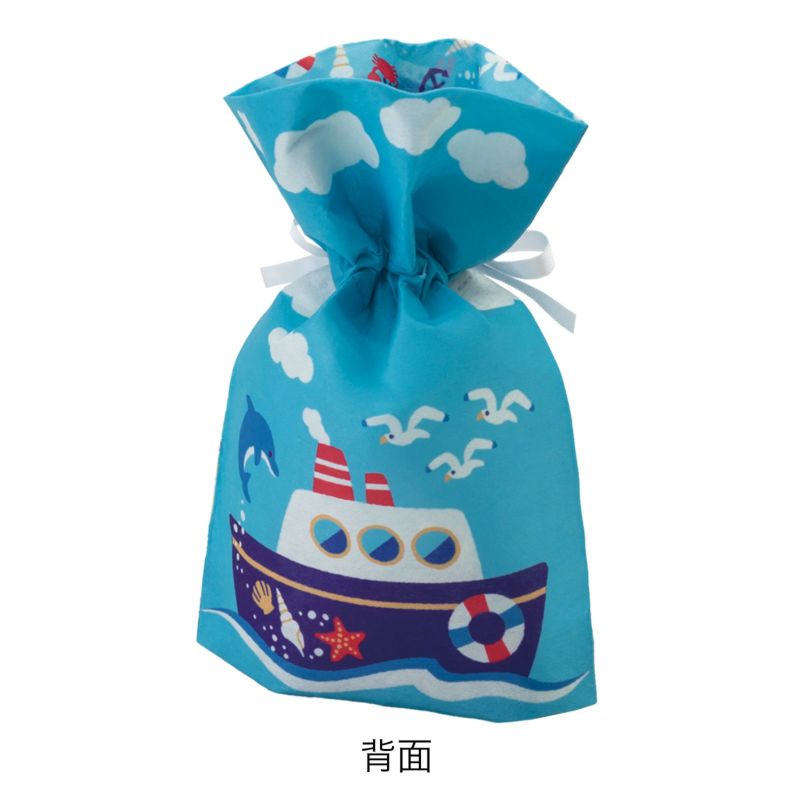 ラッピング｜マチ付き巾着　マリン船FP　 20枚入～