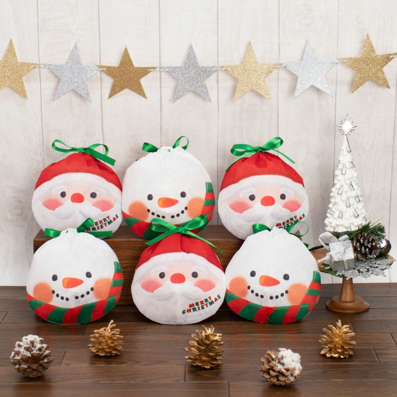 ラッピング｜おてだま巾着　サンタ雪だるまFP　20枚入～