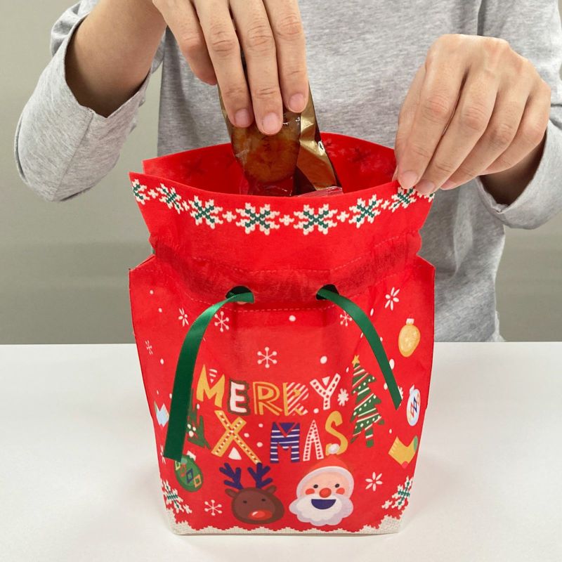 ラッピング｜巾着　リボンFP　小　XMASニット　20枚入～