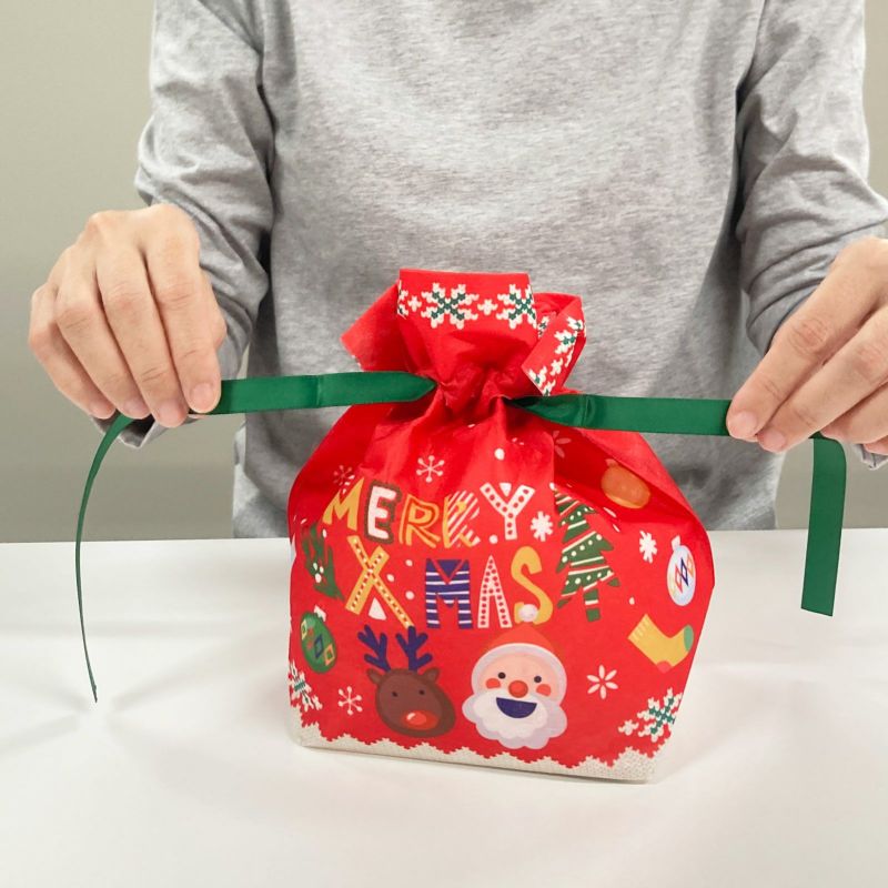 ラッピング｜巾着　リボンFP　小　XMASニット　20枚入～