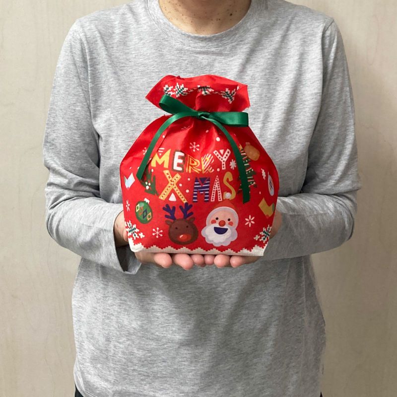 ラッピング｜巾着　リボンFP　小　XMASニット　20枚入～