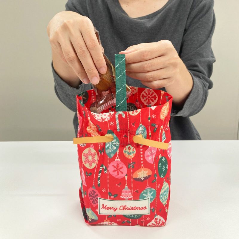 ラッピング｜手提げリボンバッグ　XMASオーナメント柄FP　20枚入～