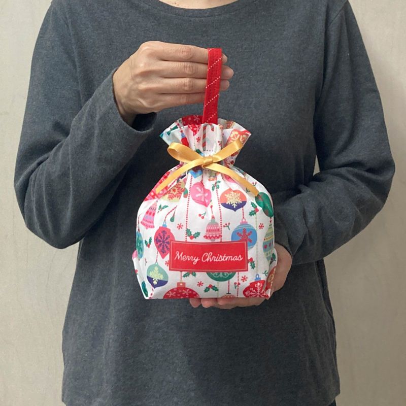 ラッピング｜手提げリボンバッグ　XMASオーナメント柄FP　20枚入～