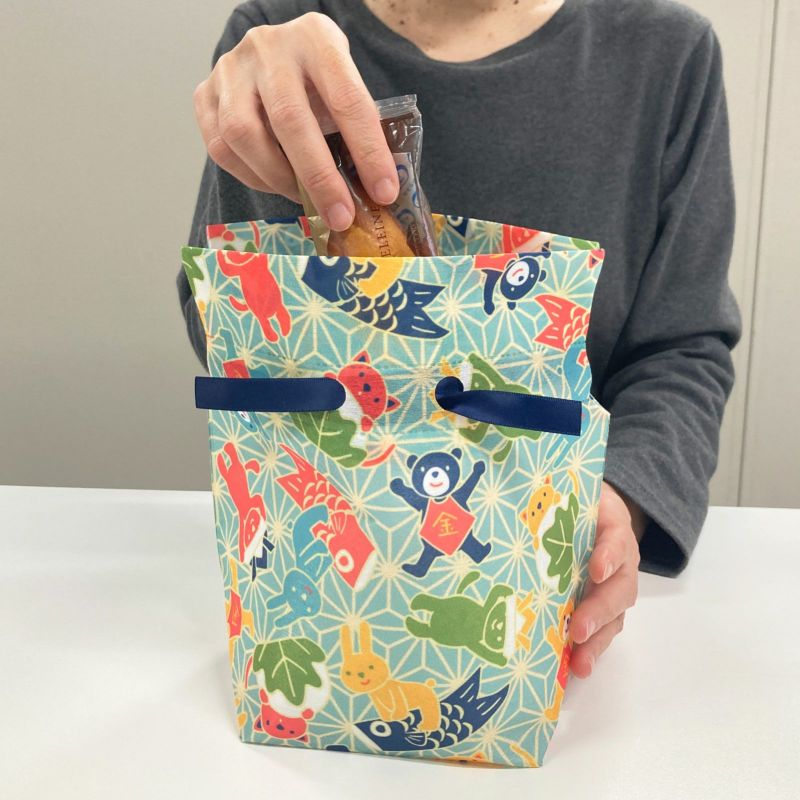 子どもの日ラッピング｜巾着リボンFP　小　こどもの日麻の葉柄　20枚入～｜ラッピング資材の仕入れならラッピングの森