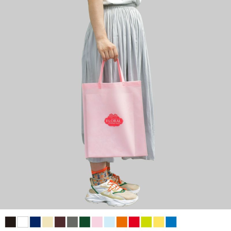 不織布バッグ｜【リピーター専用】アドバッグ 普通タイプ（75g） 持ち手付き　A4 名入れ有 100枚入