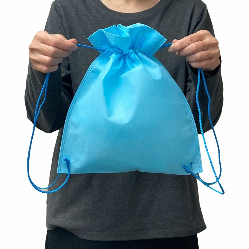 子ども会ラッピング｜ 【リピーター専用】ナップサック　名入れ有（ブルー、パステルブルー）　100枚入