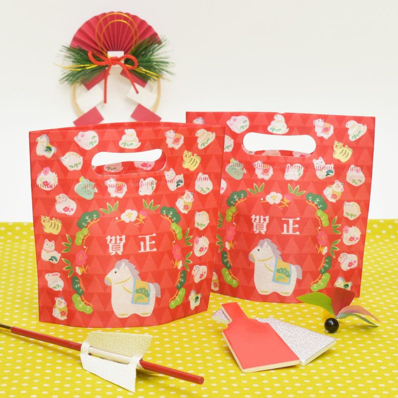 冬のラッピングセット／【正月】干支ウマ年ラッピングセット｜不織布ラッピング袋