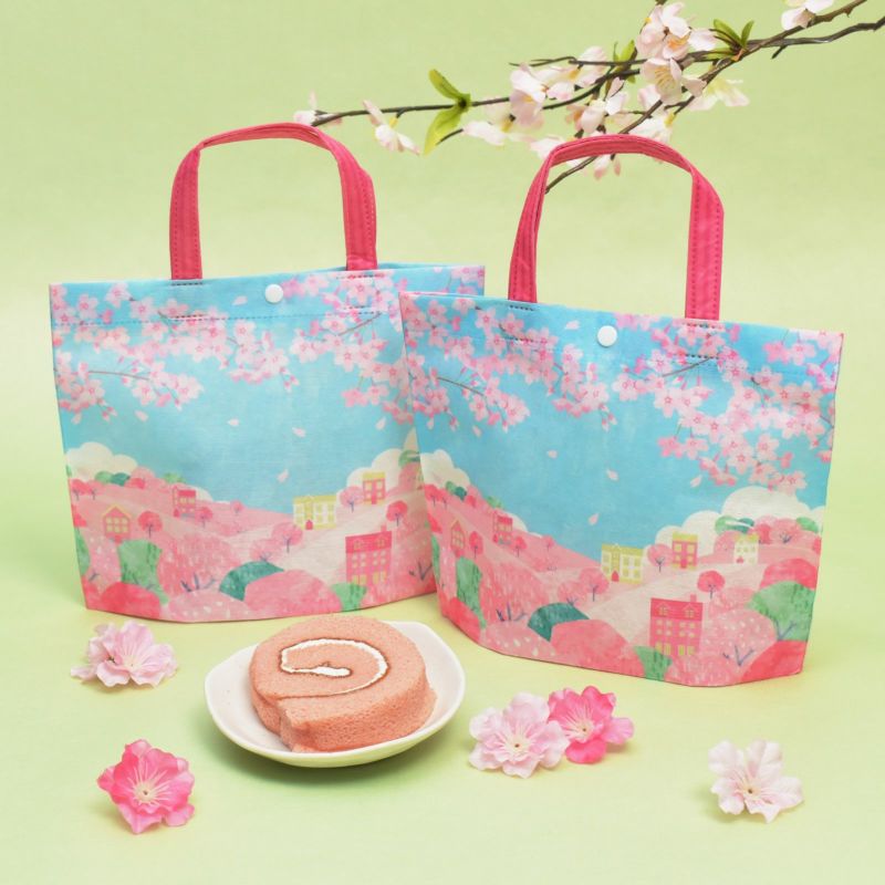 シンプルトート　ミニFP　桜に染まる街柄　20枚入～｜ラッピング資材の仕入れならラッピングの森