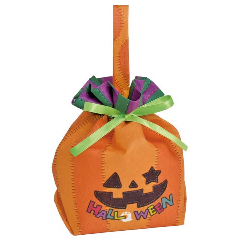 ラッピング｜手提げリボンバッグFP　かぼちゃステッチ柄　20枚入～