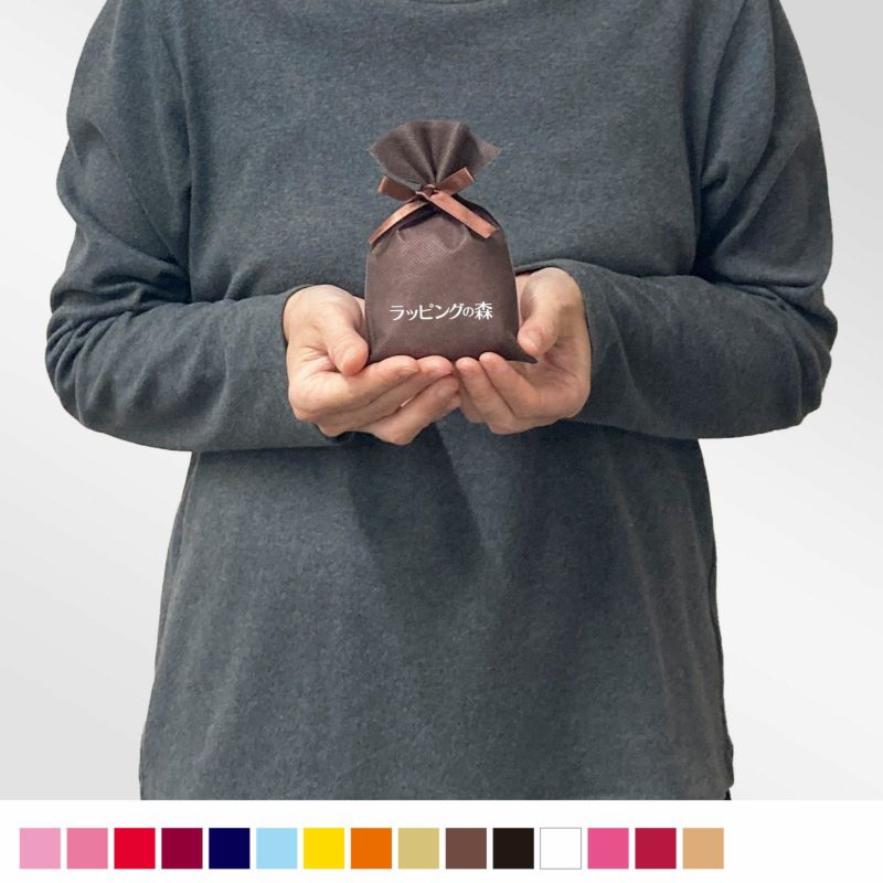 ラッピング｜【1000枚以上専用】ソフトバッグベーシックS1　2穴リボン巾着　名入れ有 100枚