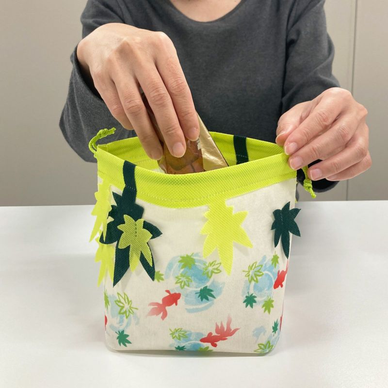 ラッピング｜もみじ巾着　金魚と青楓ＦＰ