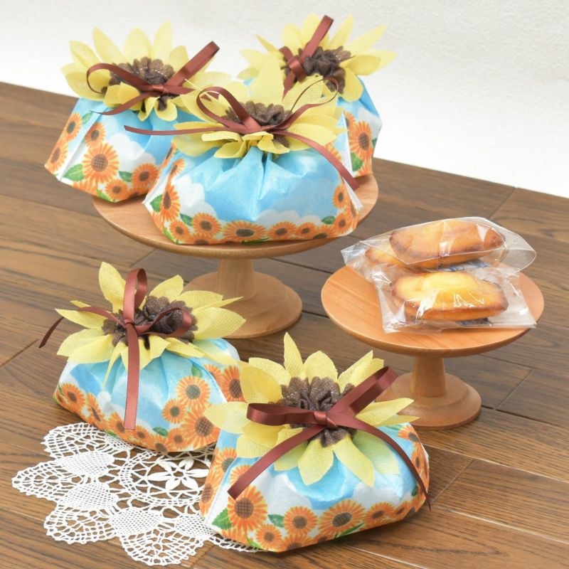 ラッピング｜お花巾着ミニ　ひまわりスカイＦＰ