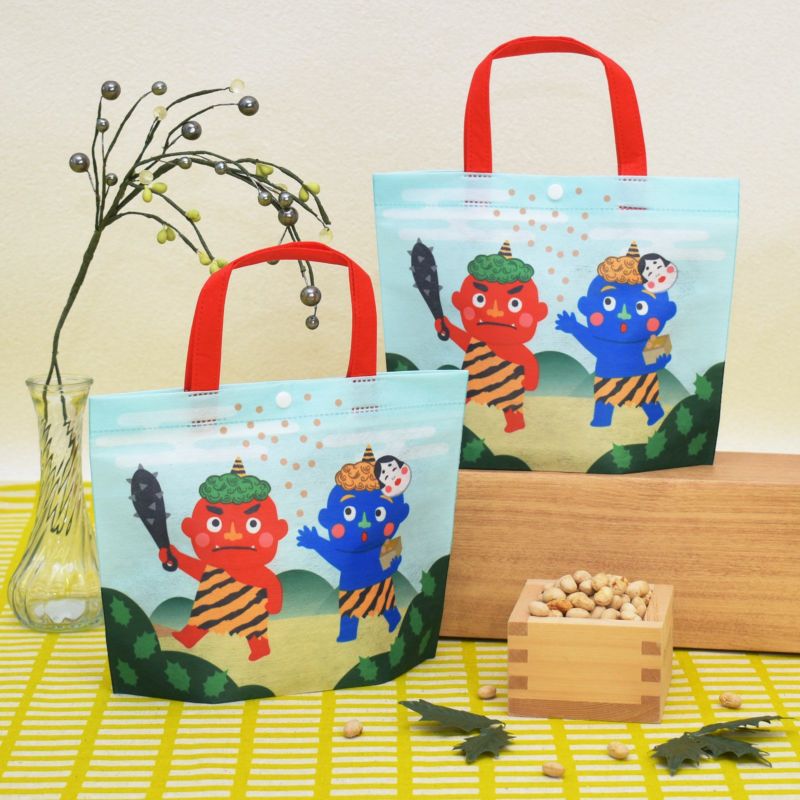 ラッピング｜【節分】シンプルトート（ミニ）鬼柄｜不織布ラッピング袋｜20枚入～