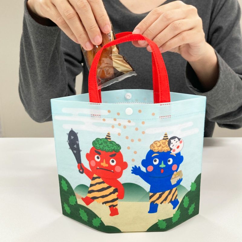 ラッピング｜【節分】シンプルトート（ミニ）鬼柄｜不織布ラッピング袋｜20枚入～
