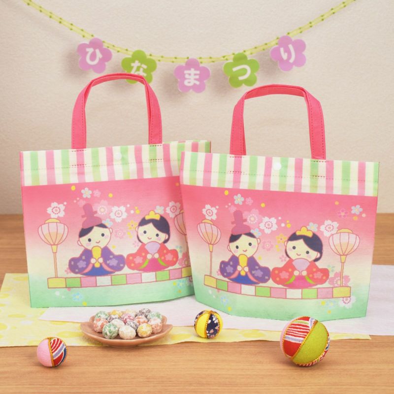 ラッピング｜【ひな祭り】シンプルトート（ミニ）ひなまつり柄｜不織布ラッピング袋｜20枚入