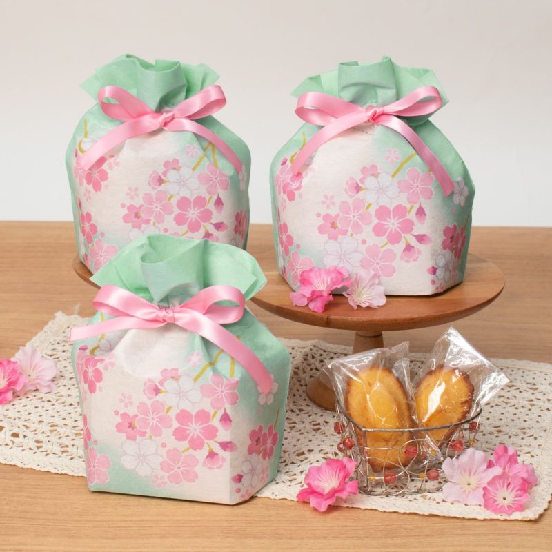 ラッピング｜【春ギフト】巾着（特小）桜びより柄｜不織布ラッピング袋｜20枚入～