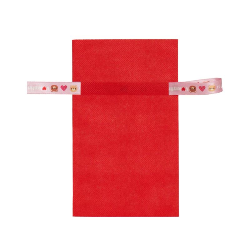 ラッピング｜【バレンタイン】ソフトバッグ2穴リボン（S2）ベアー柄｜薄手｜不織布包装袋｜20枚入