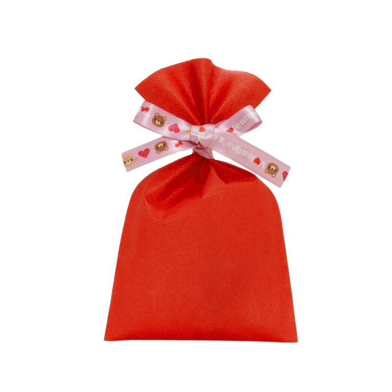 ラッピング｜【バレンタイン】ソフトバッグ2穴リボン（S2）ベアー柄｜薄手｜不織布包装袋｜20枚入
