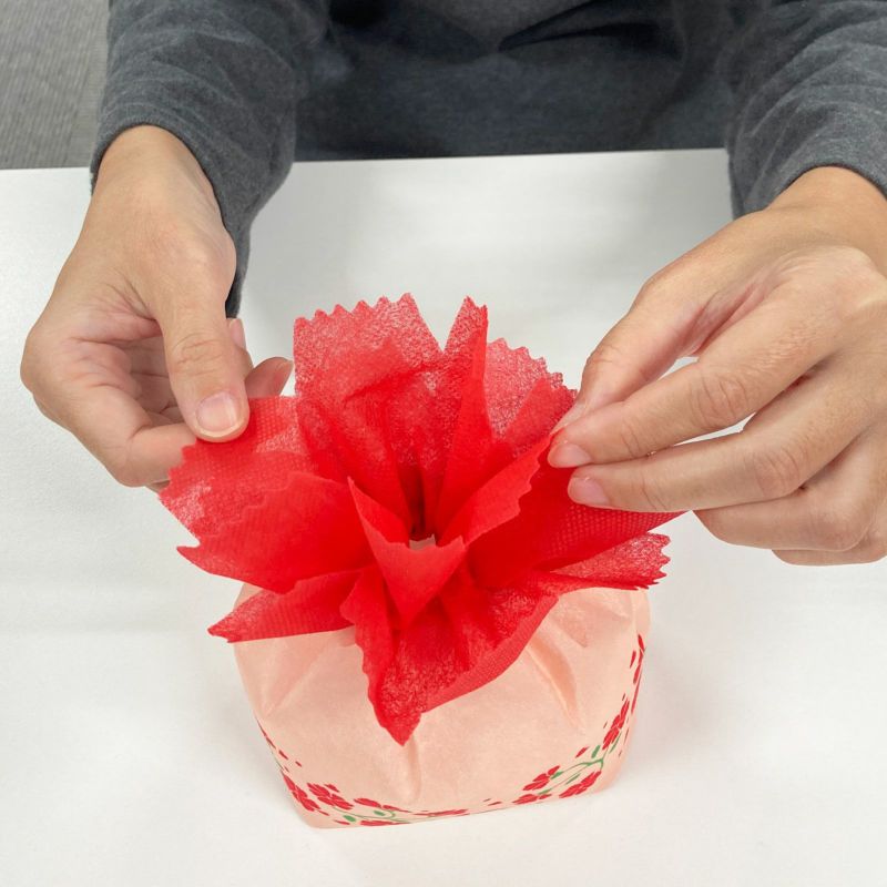 ラッピング｜【母の日】お花巾着（M)カーネーション柄｜不織布ラッピング袋｜20枚入～